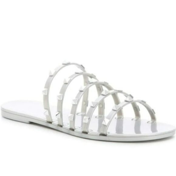 Nine West Shoes - Nine West Charli Flat Jelly Slide Sandals Silver Gray -10